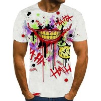 Casual O Neck Cartoon Print White Men T-shirt