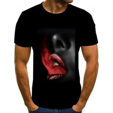 Casual O Neck Cartoon Print Black Men T-shirt